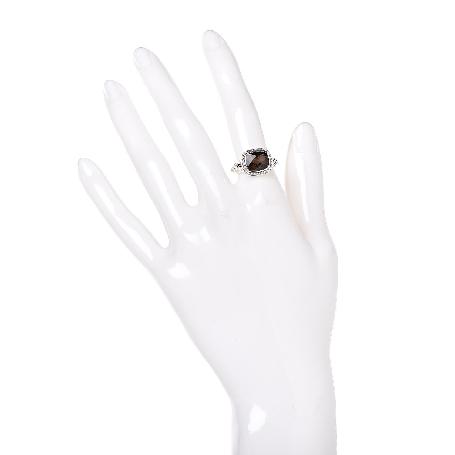 David Yurman Sterling Silver Diamond Smoky Quartz 10mm Noblesse Ring 52 6 2 of 5