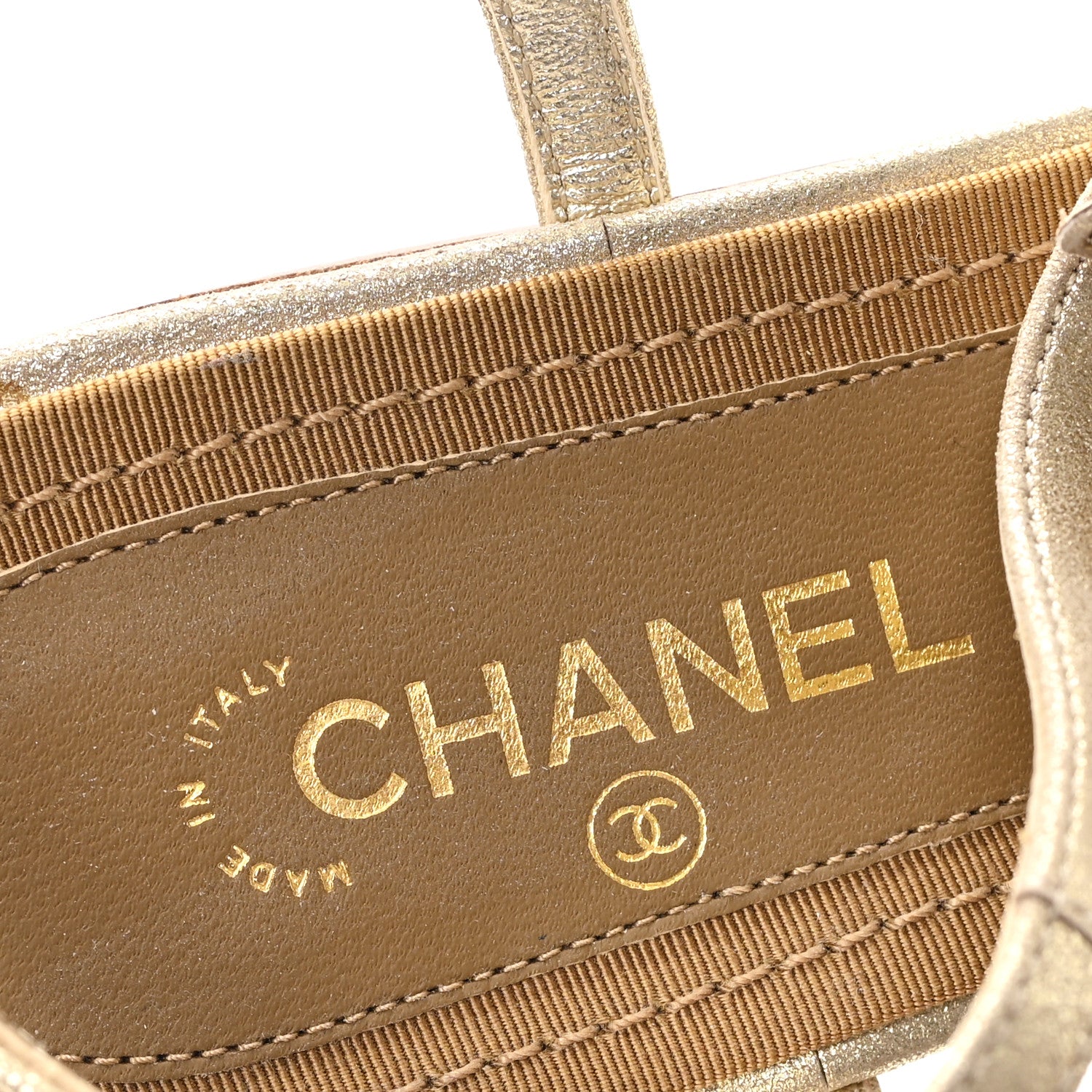 Chanel Metallic Calfskin Pearl Camellia Thong Flat Sandals 37 Gold 8 of 8