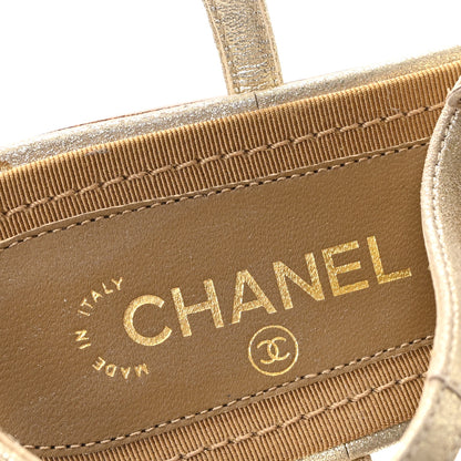 Chanel Metallic Calfskin Pearl Camellia Thong Flat Sandals 37 Gold 8 of 8