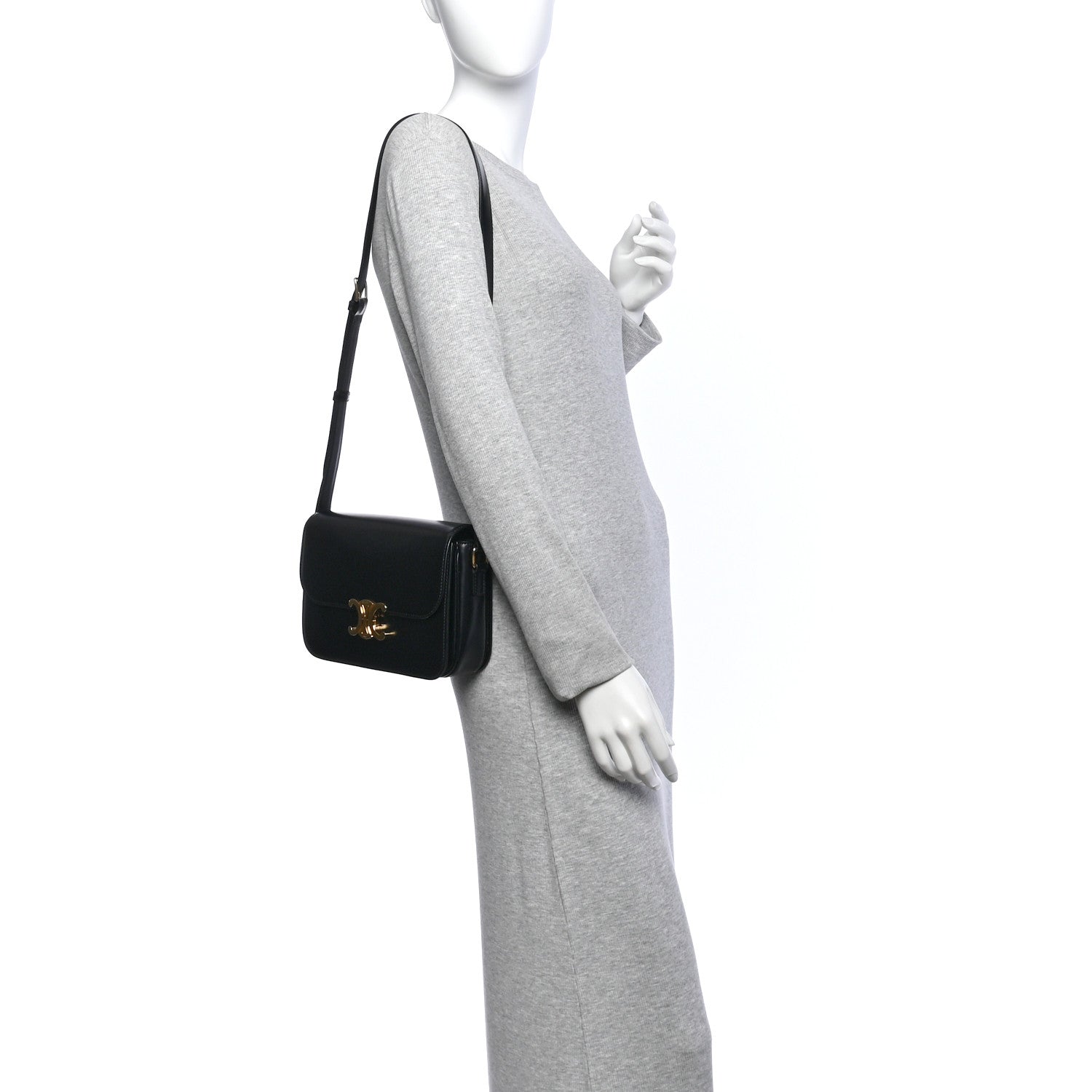 Celine Shiny Calfskin Medium Triomphe  Black 2 of 11