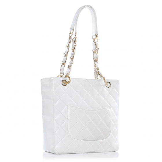 Chanel Caviar Petit Shopping Tote PST White 3 of 7