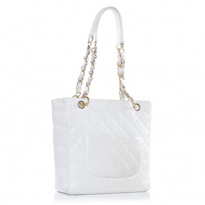 Chanel Caviar Petit Shopping Tote PST White 3 of 7