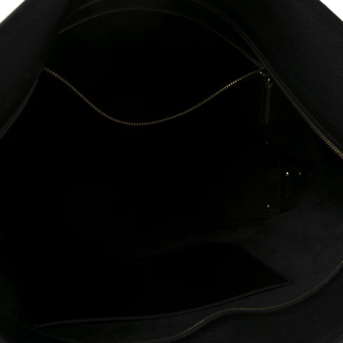 Grained Calfskin Rockstud Shopping Bag Black