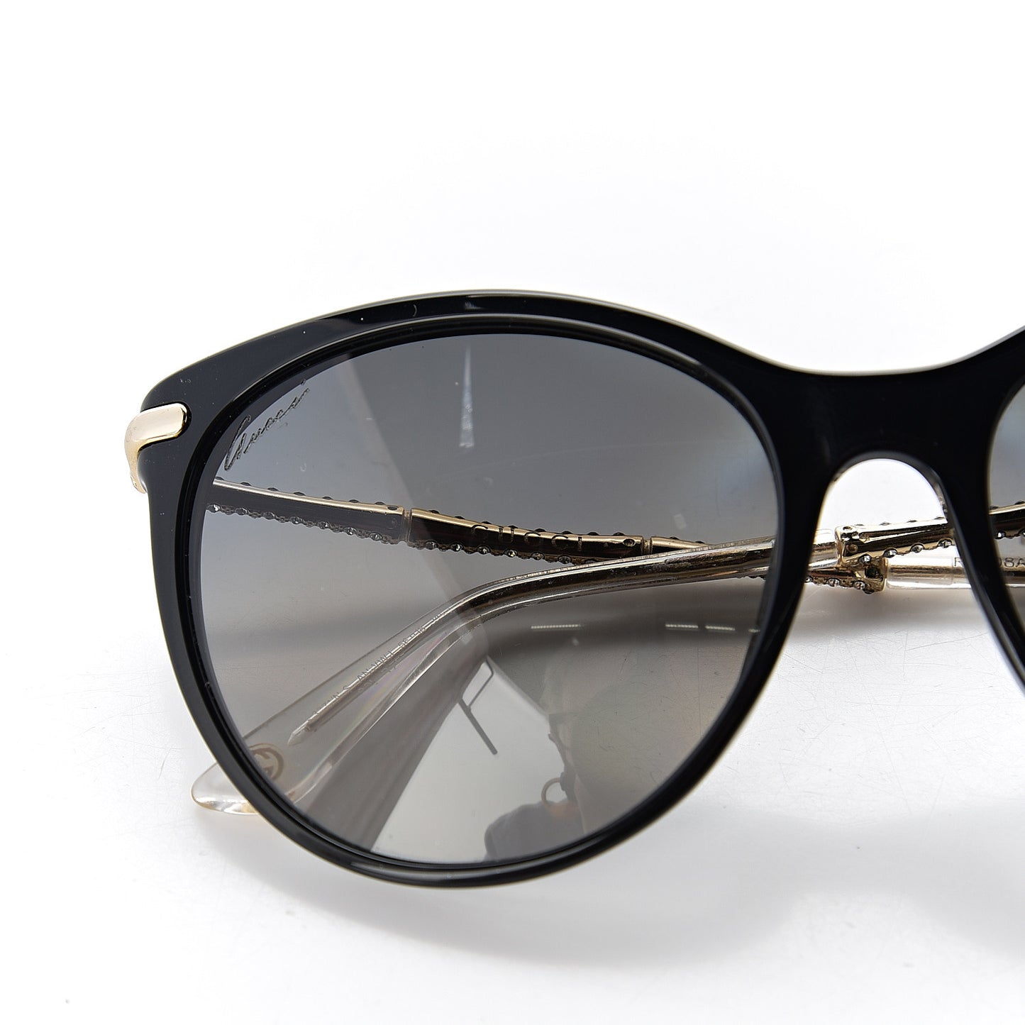 Crystal Bamboo Cat Eye Sunglasses GG3771 Black Gold