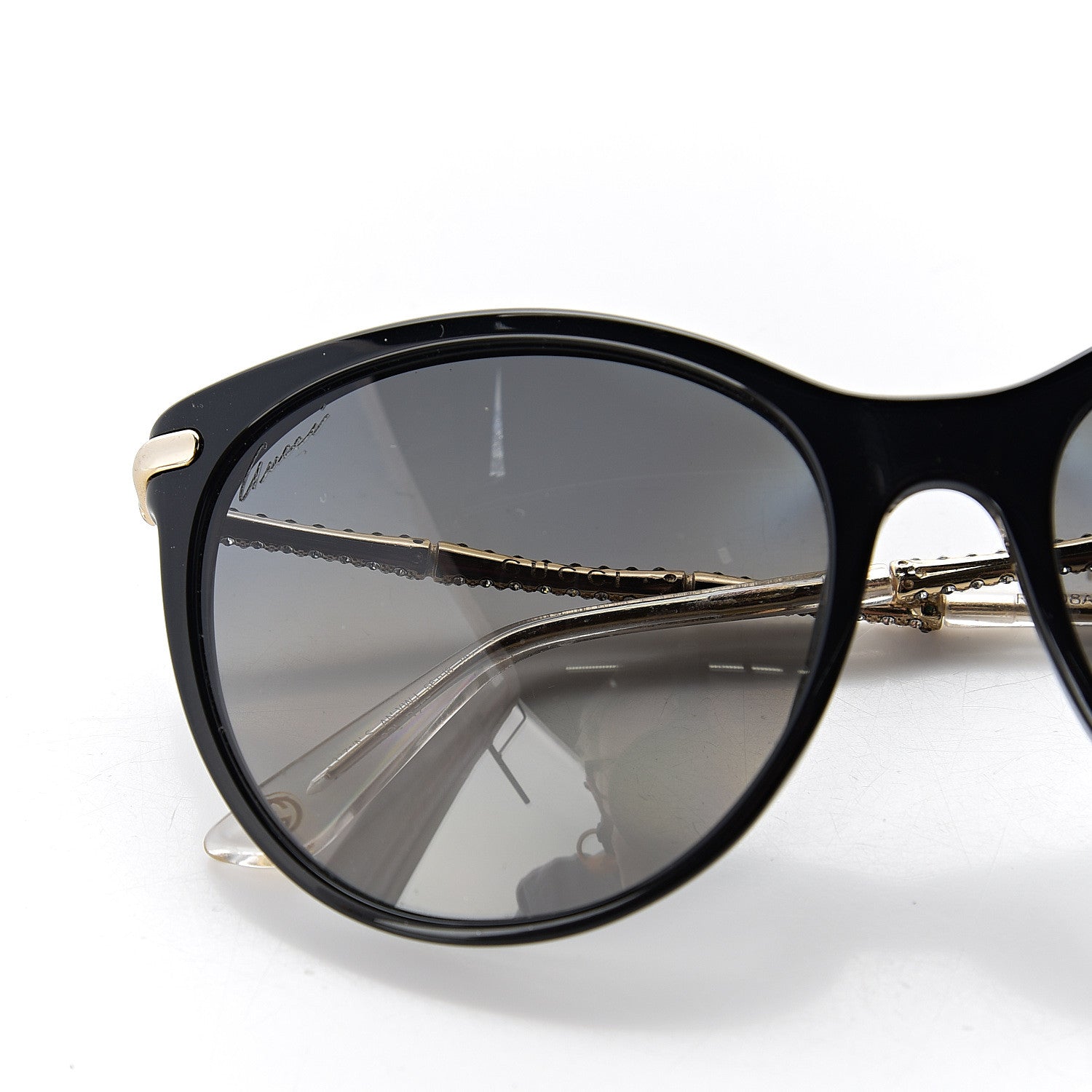 Gucci Crystal Bamboo Cat Eye Sunglasses GG3771 Black Gold 8 of 10