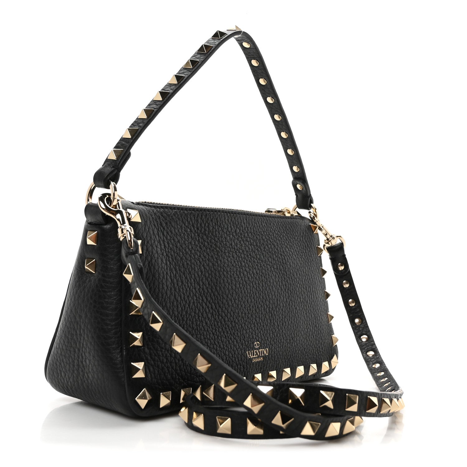 Valentino Garavani Pebbled Calfskin Small Rockstud Flip Lock Shoulder Bag Black 3 of 10