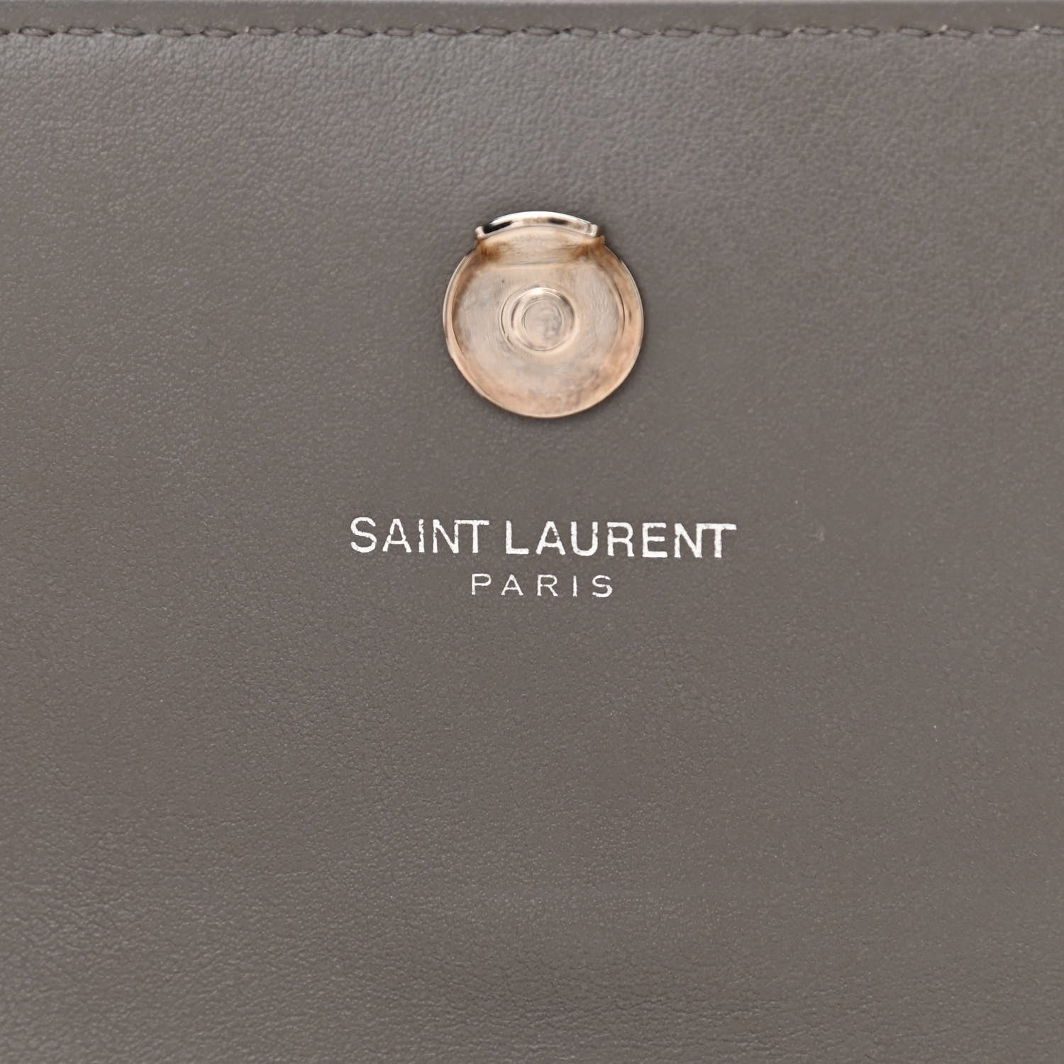 Saint Laurent Calfskin Crocodile Embossed Monogram Sunset Chain Wallet Light Grey 6 of 8