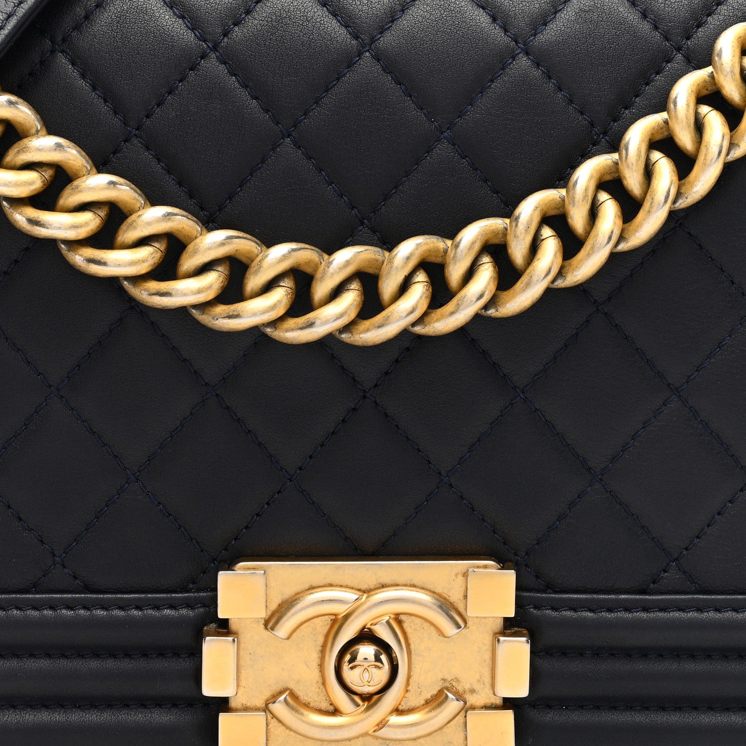 Chanel Lambskin Quilted Medium Boy Flap Dark Navy 8 of 10