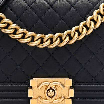 Chanel Lambskin Quilted Medium Boy Flap Dark Navy 8 of 10