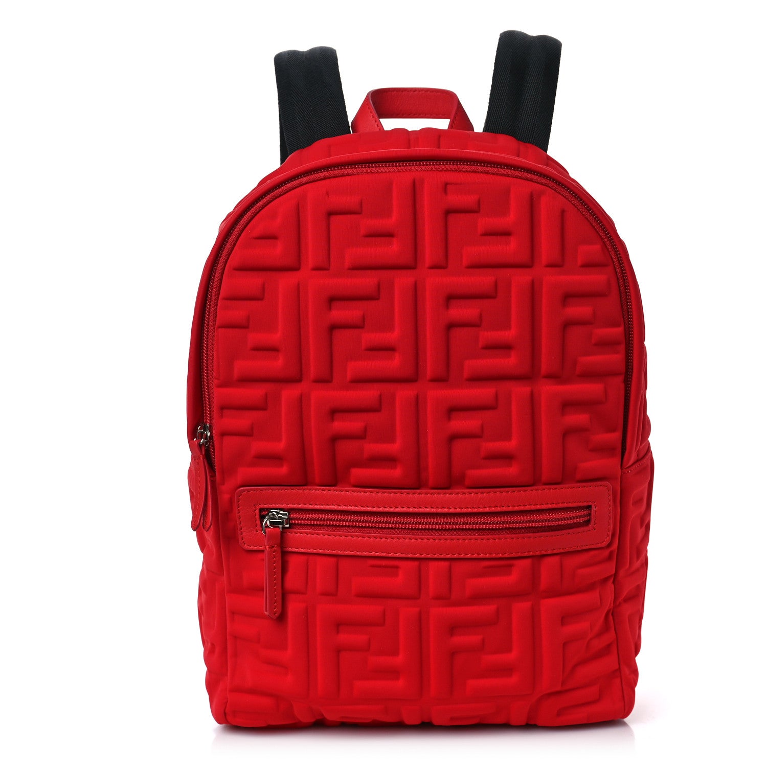 Fendi Econyl Nylon Lycra Vitello Seta FF Embossed Kids Backpack Rosso Cardinale 1 of 8