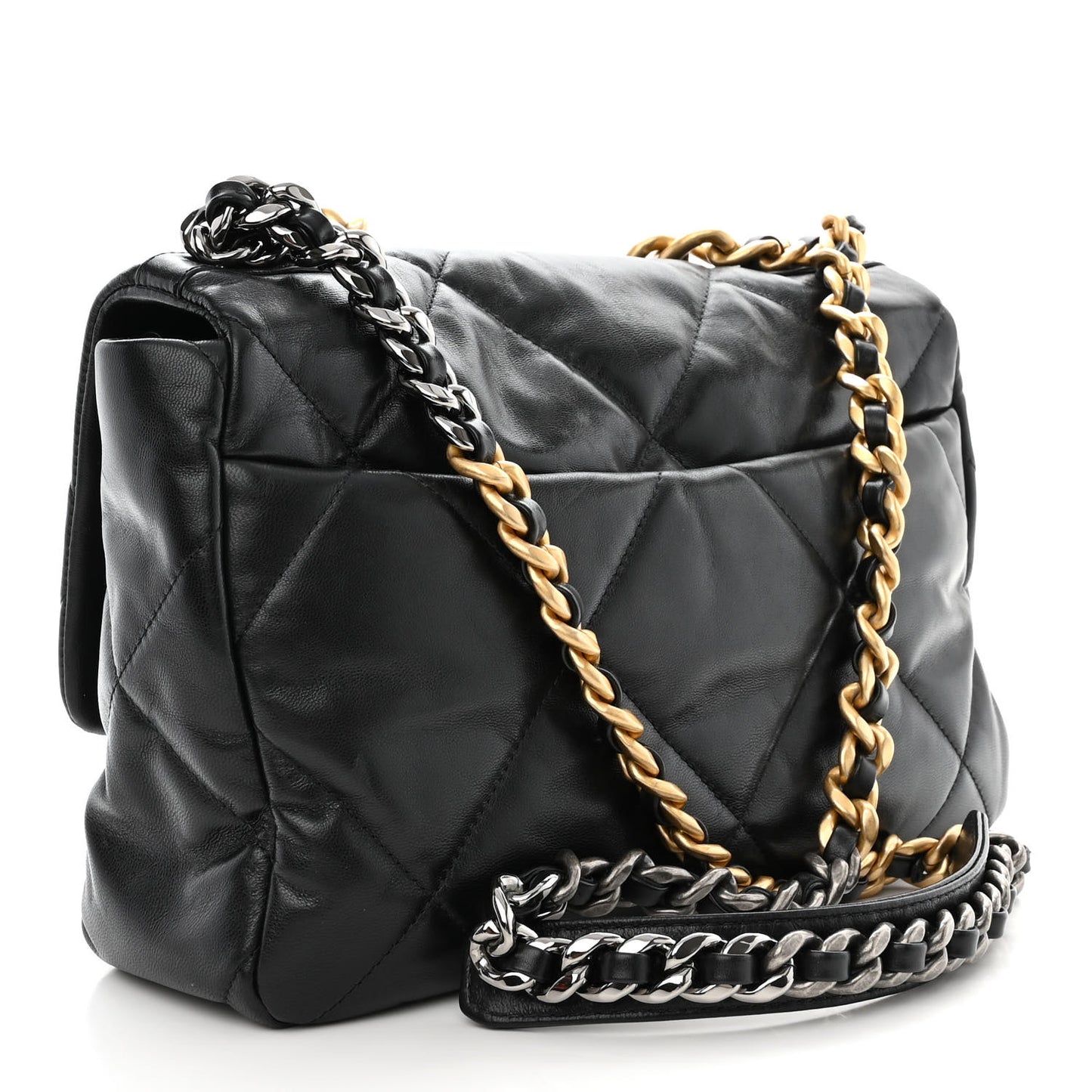 Goatskin Quilted Large Chanel 19 Flap Black