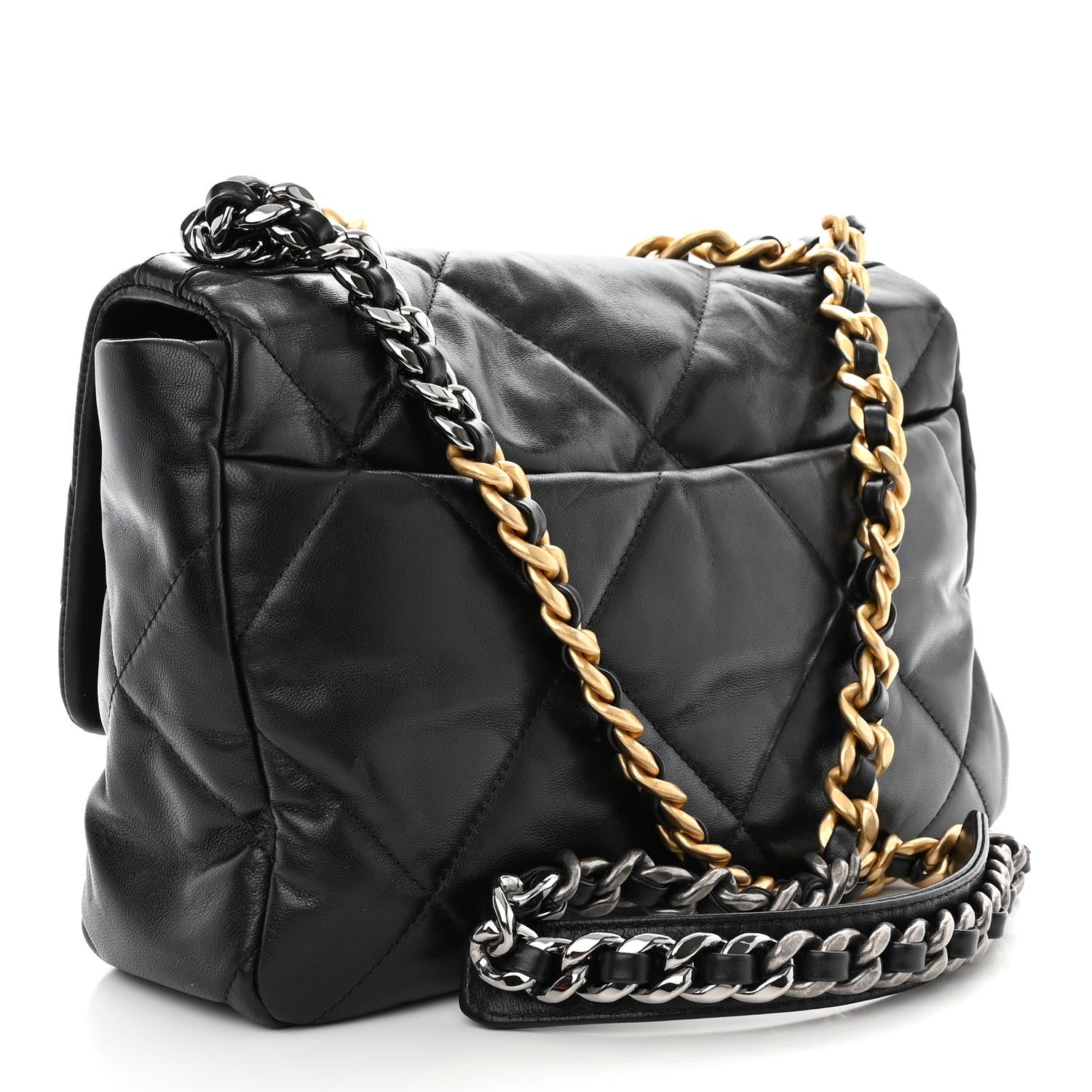 Chanel Goatskin Quilted Large Chanel 19 Flap Black 3 of 10