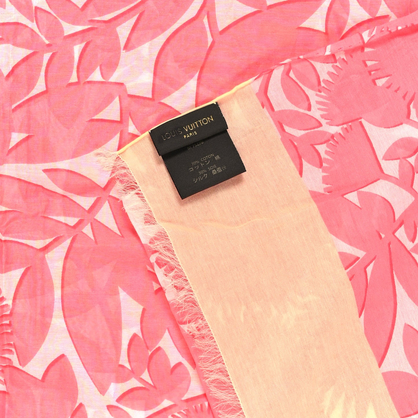 Cotton Silk Floral Square Scarf Pink