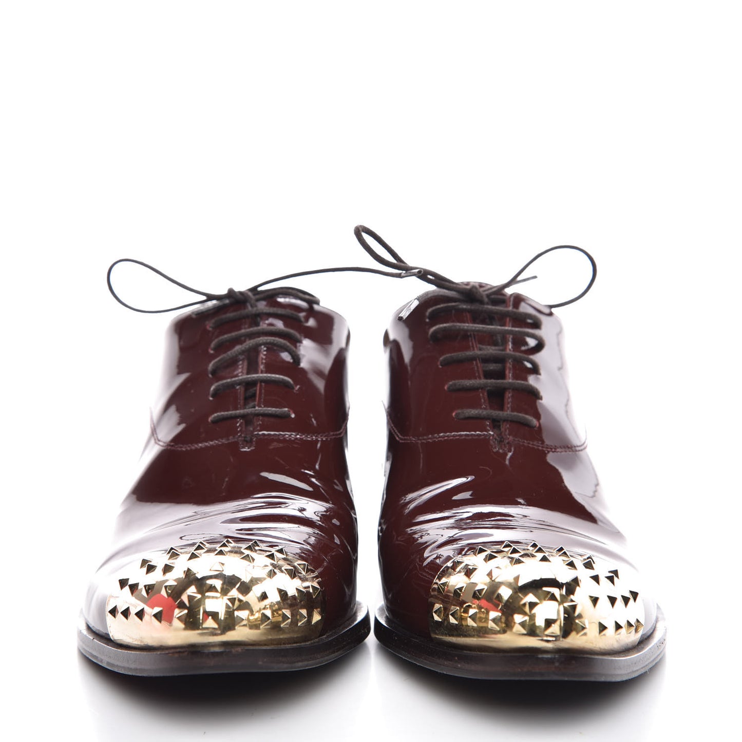 Patent Studded Cap Toe Lace Up Oxfords 36.5 Prune