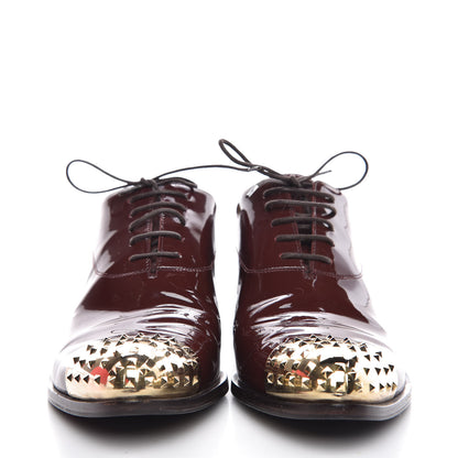 Valentino Garavani Patent Studded Cap Toe Lace Up Oxfords 36.5 Prune 2 of 13