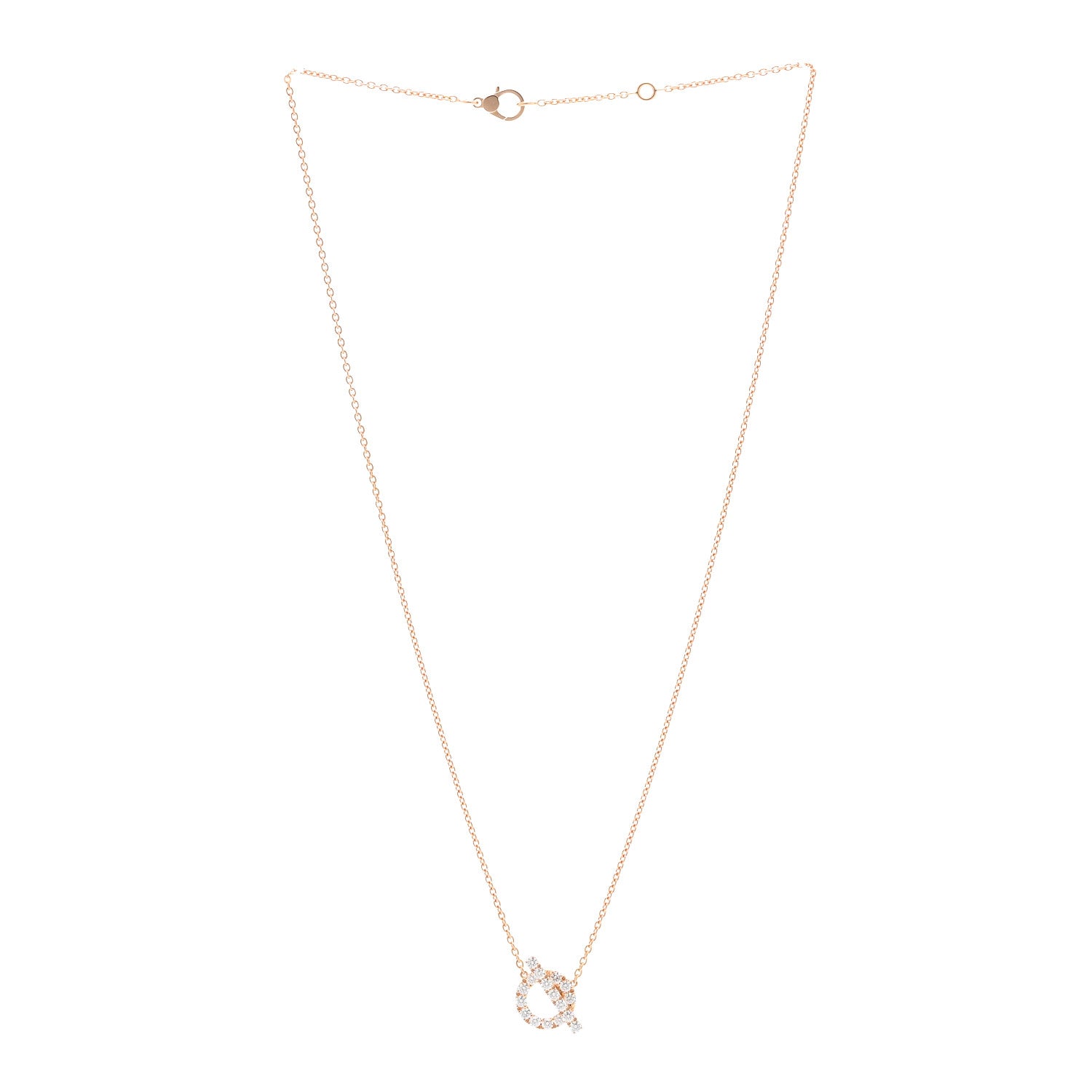 Hermes 18K Rose Gold Diamond Finesse Pendant Necklace 3 of 6