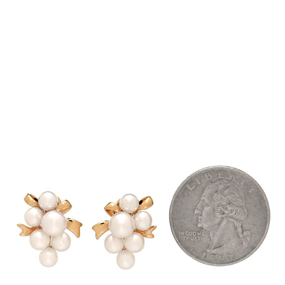 Mikimoto 18K Yellow Gold Akoya Pearl 5-6.5mm Ribbon Screw Back Earrings 2 of 4