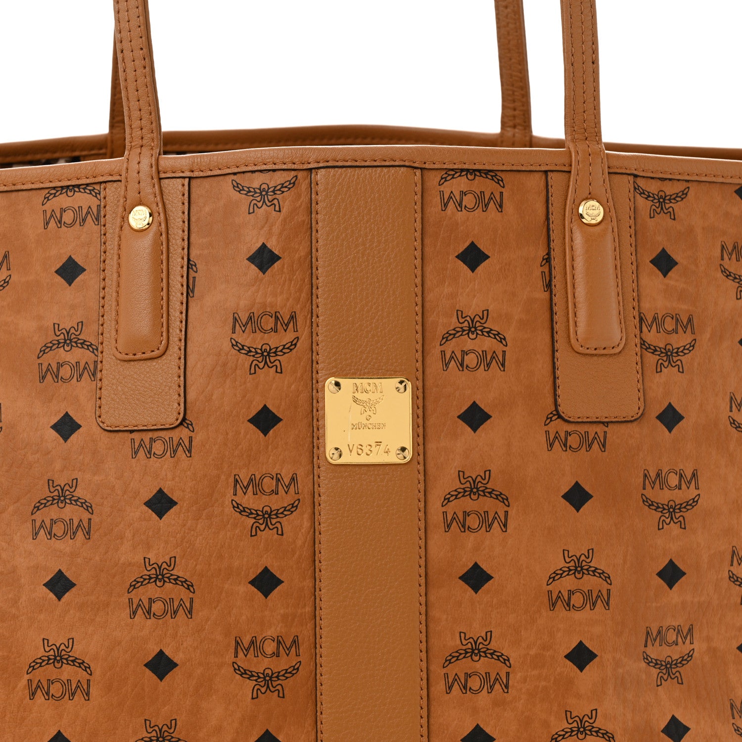 MCM Visetos Large Liz Reversible Shopper Tote Cognac 8 of 16