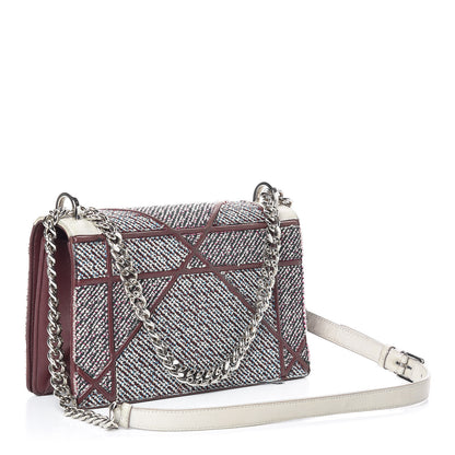 Christian Dior Tweed Calfskin Medium Diorama Flap Bag Burgundy Multicolor 3 of 16