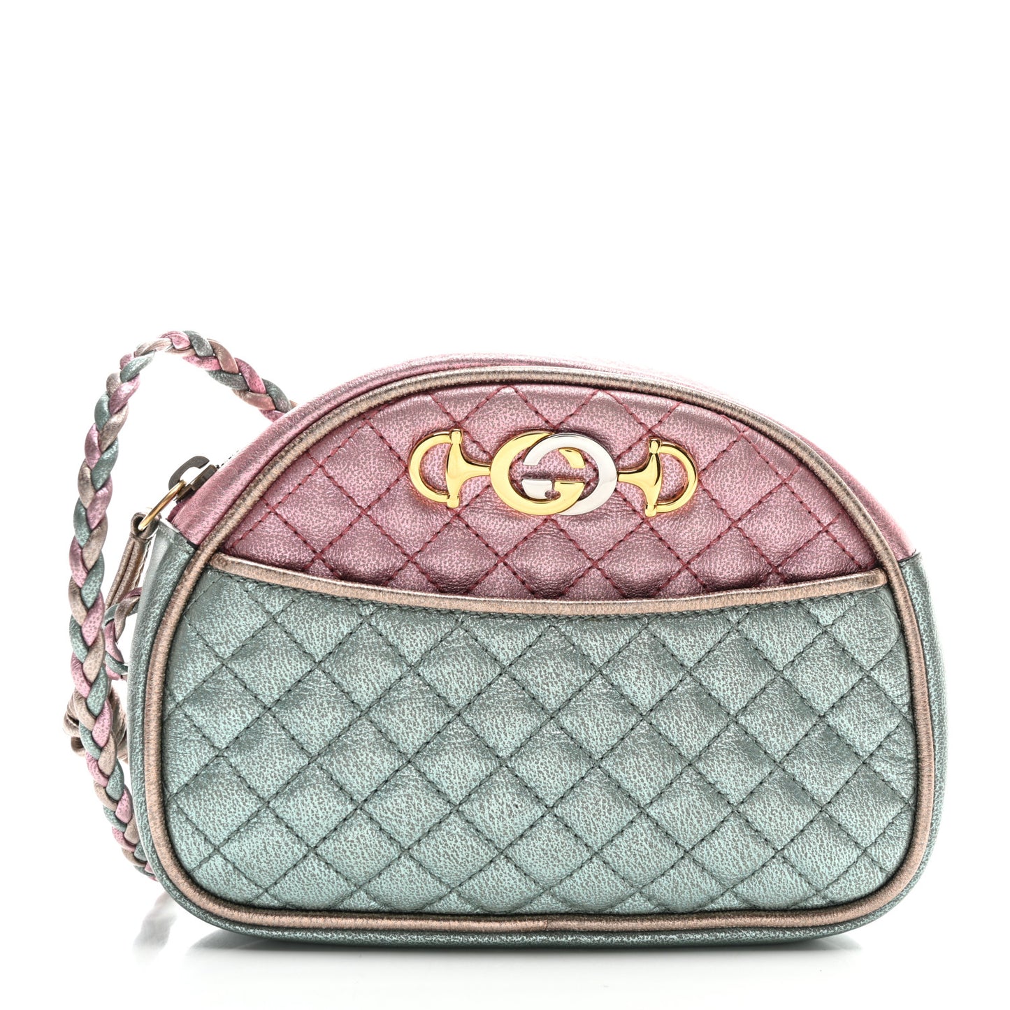 Laminated Nappa Trapuntata Mini Zumi Dome Shoulder Bag Rosa Lago Rame