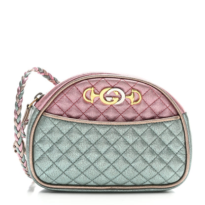 Gucci Laminated Nappa Trapuntata Mini Zumi Dome Shoulder Bag Rosa Lago Rame 1 of 10
