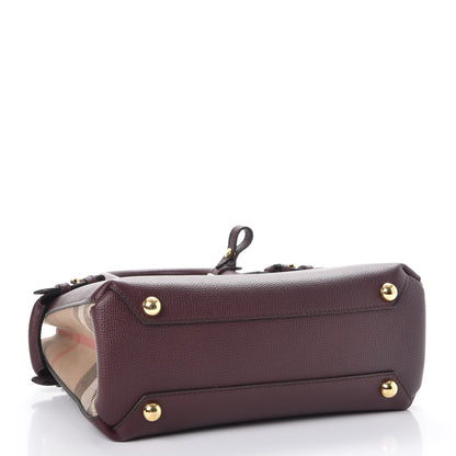 Burberry Grainy Calfskin House Check Small Banner Tote Mahogany Red 4 of 9