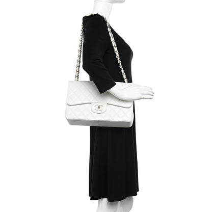 Chanel Caviar Quilted Jumbo Double Flap White 3 of 12
