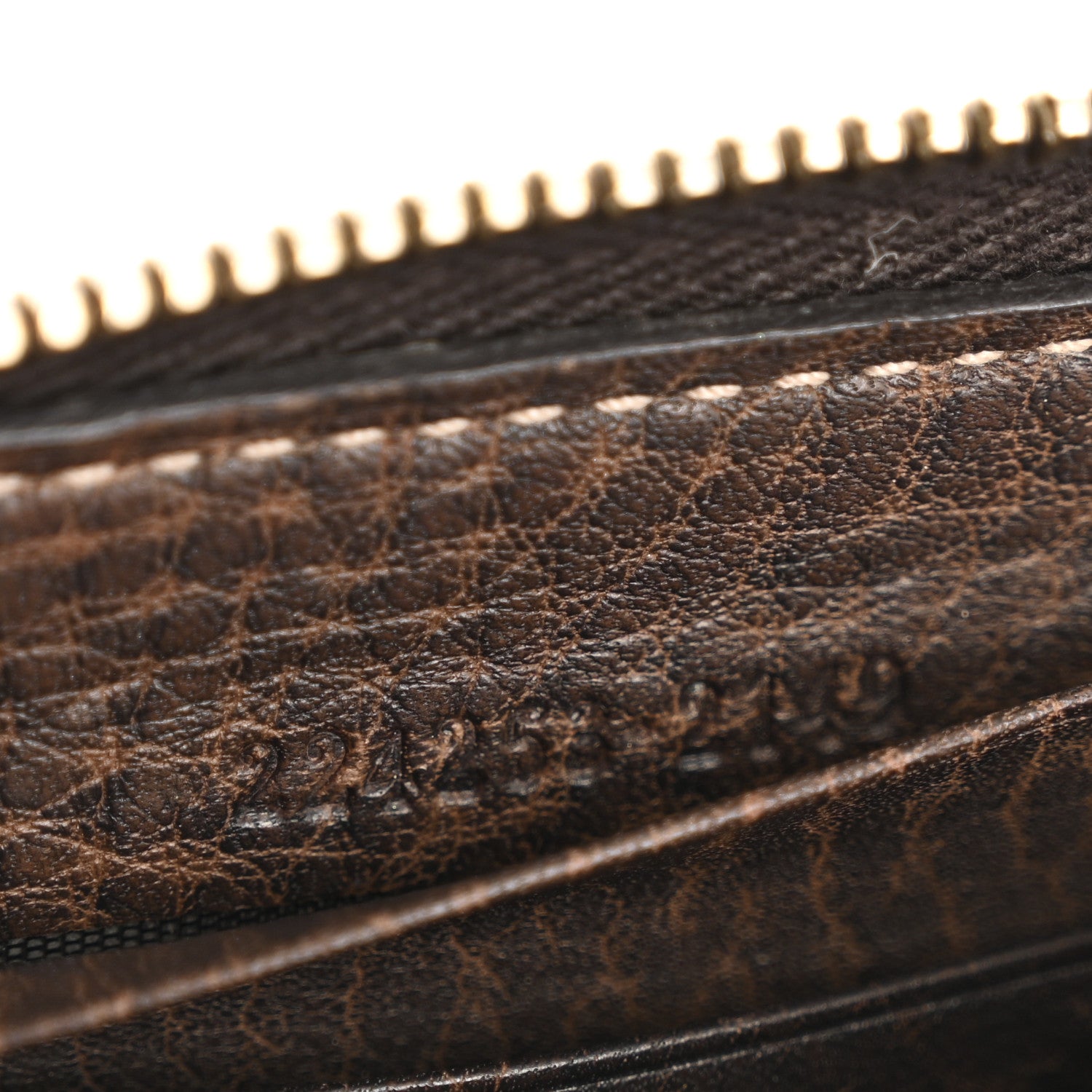 Gucci Monogram Calfskin Bamboo Tassel Zip Around Wallet Beige Ebony Chocolate 7 of 10