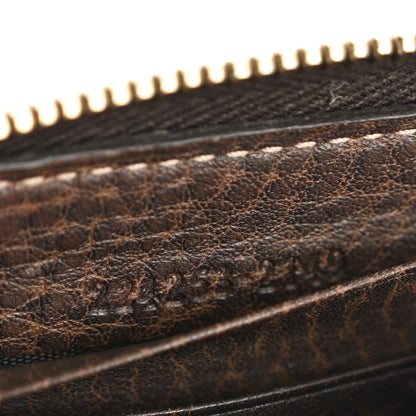 Gucci Monogram Calfskin Bamboo Tassel Zip Around Wallet Beige Ebony Chocolate 7 of 10
