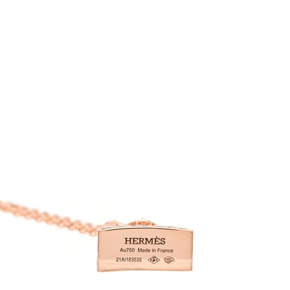 Hermes 18K Rose Gold Diamond Kelly Amulettes Pendant Necklace 4 of 5