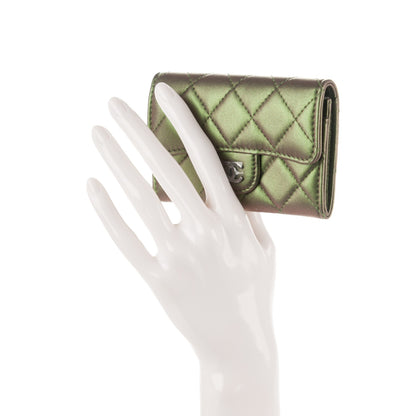Chanel Metallic Lambskin Quilted Card Holder Green 2 of 8