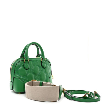 Gucci Calfskin GG Matelasse Mini Boston Bag Spring Green Natural 3 of 10