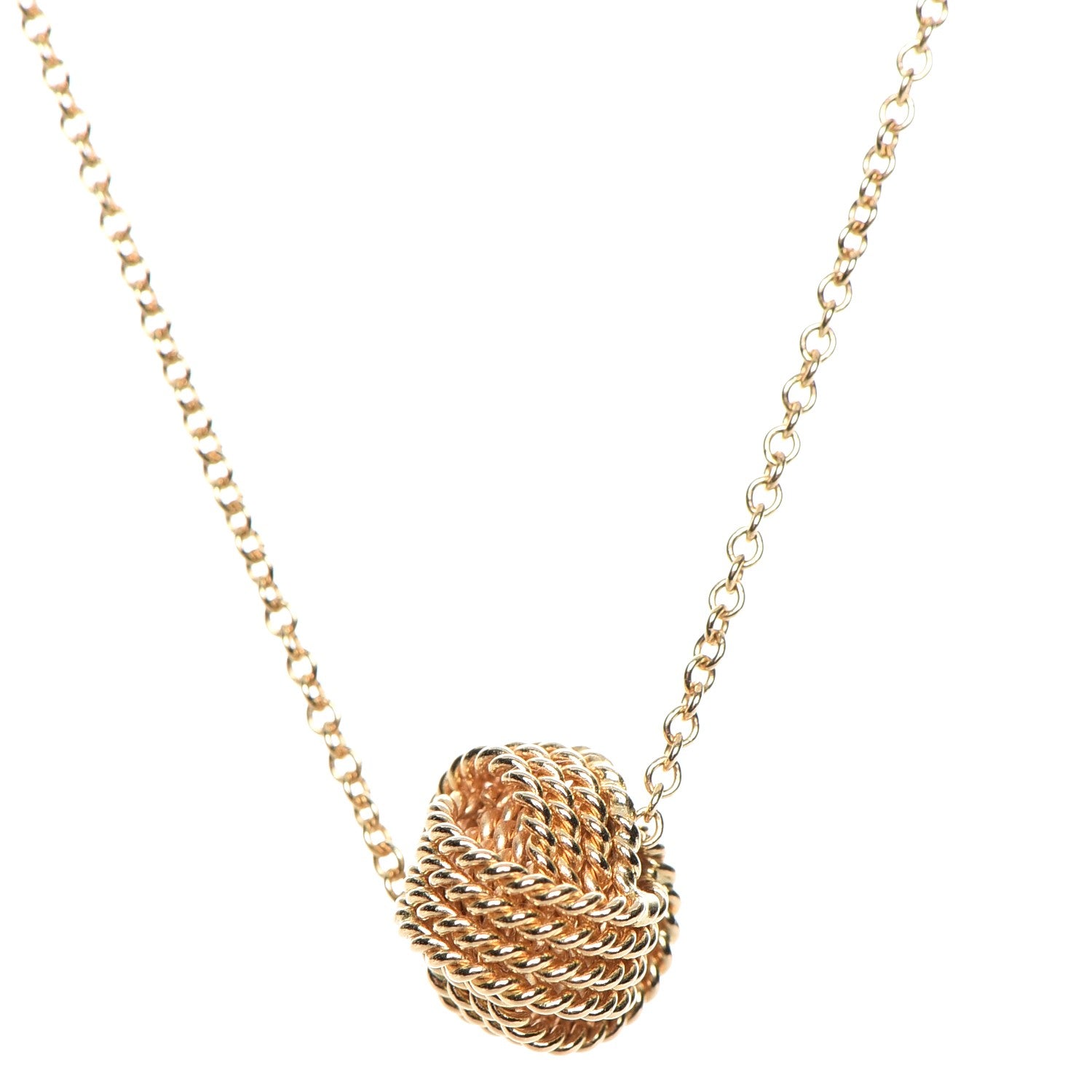 Tiffany 18K Yellow Gold Twist Knot Pendant Necklace 4 of 6