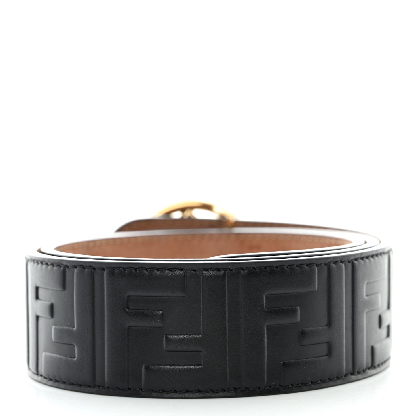 Calfskin F is Fendi FF 1974 Embossed Belt 80 32 Black