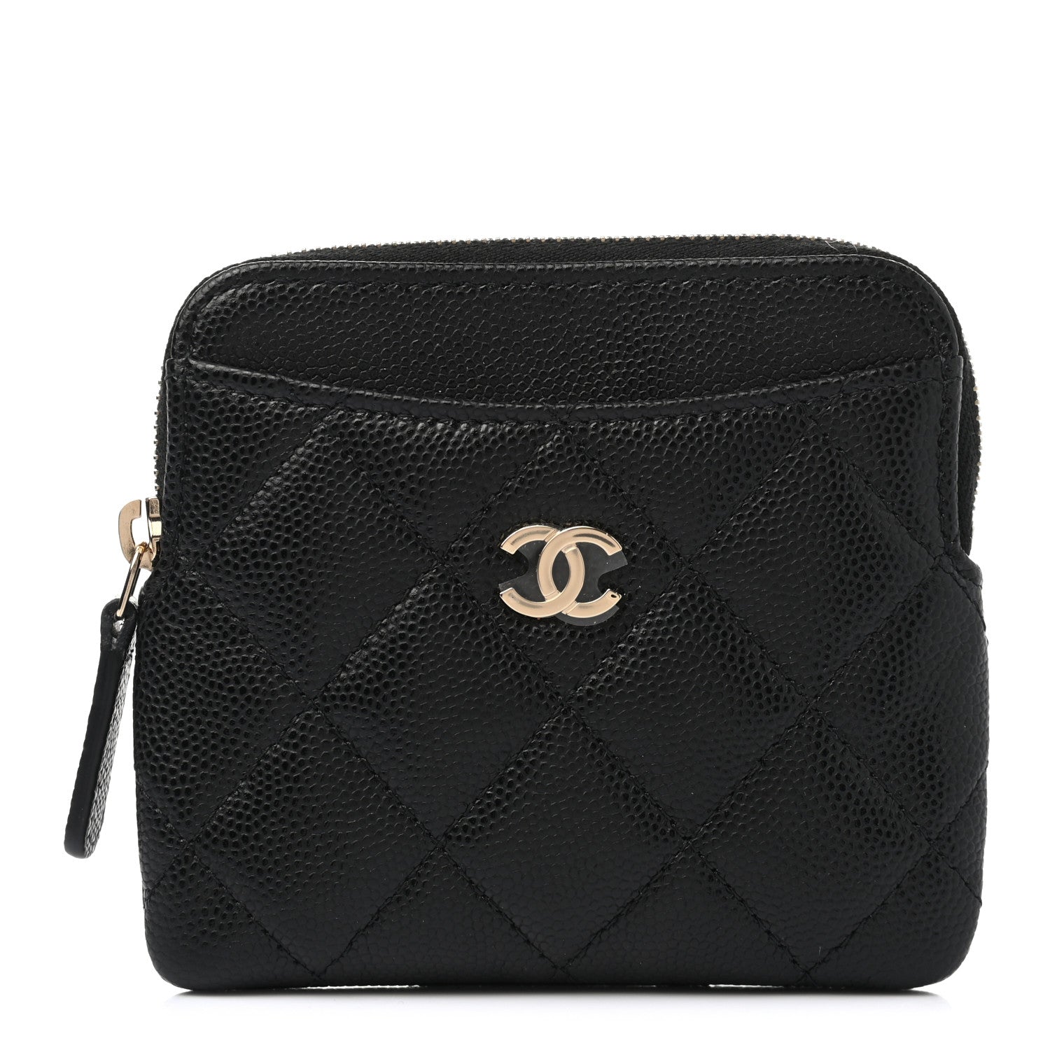 Chanel Caviar Quilted Zip Card Holder Wallet Black 1 of 7