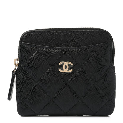 Chanel Caviar Quilted Zip Card Holder Wallet Black 1 of 7