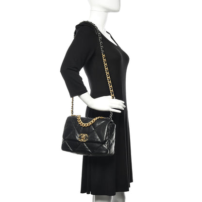 Chanel Goatskin Quilted Medium 19 Flap Black 2 of 12