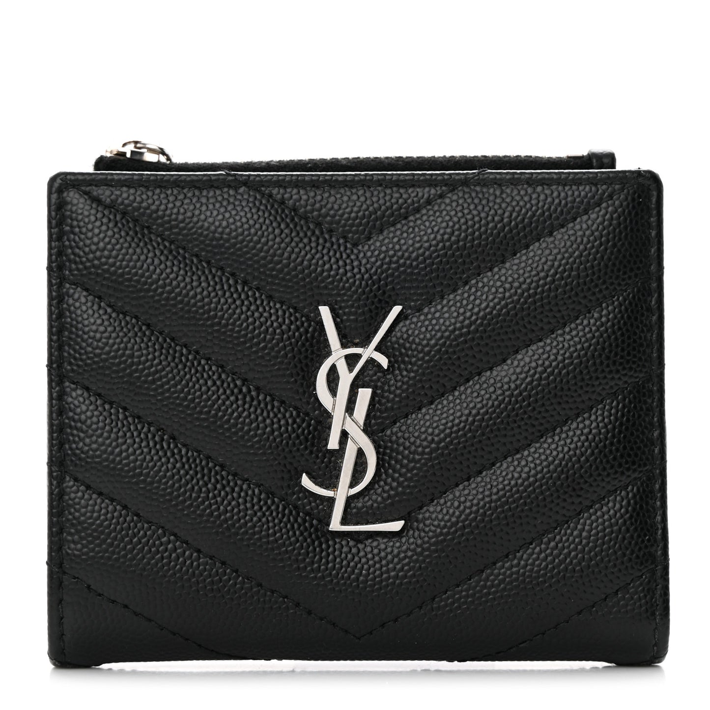 Grain De Poudre Matelasse Chevron Monogram Zipped Card Case Black