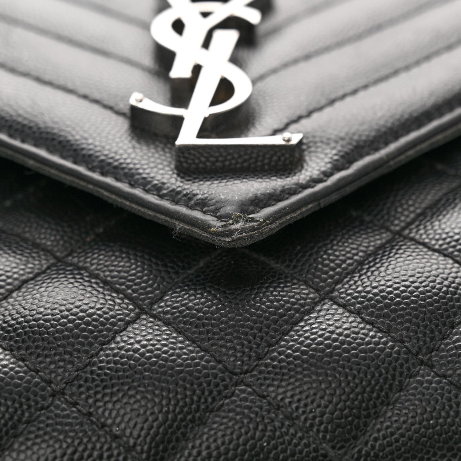 Saint Laurent Grain De Poudre Textured Mixed Matelasse Triquilt Medium Monogram Satchel Black 11 of 14