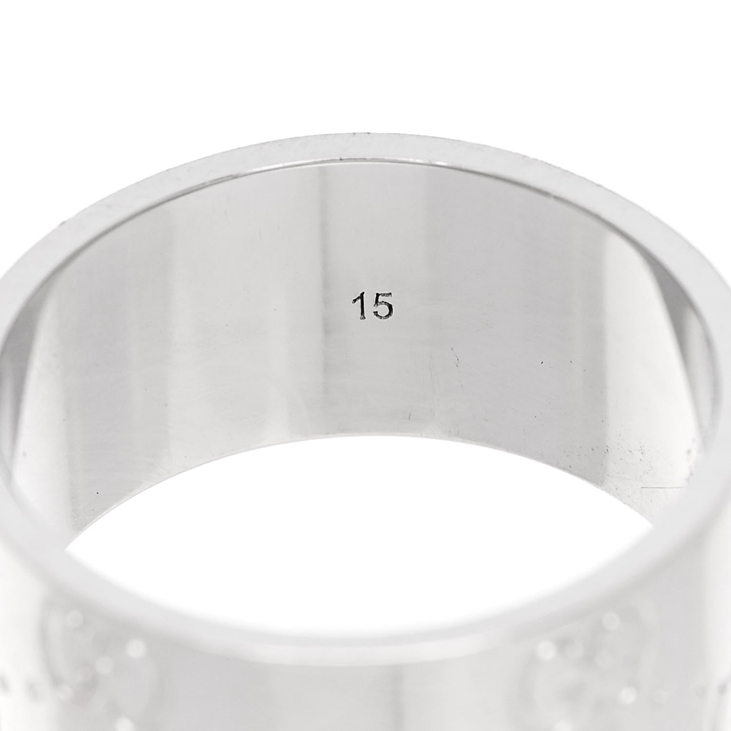 Gucci 18K White Gold Wide Icon Ring 55 7.25 5 of 6