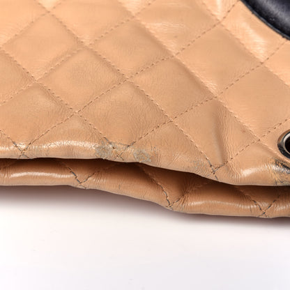 Chanel Calfskin Quilted Large Cambon Tote Beige Black 11 of 13