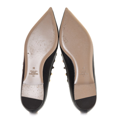 Valentino Garavani Pebbled Calfskin Rockstud Ballerina Flats 39 Black 5 of 7