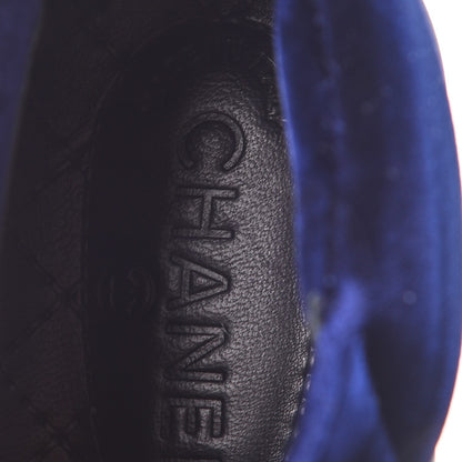 Chanel Calfskin Velvet CC Sneakers 35.5 Navy Blue 8 of 10