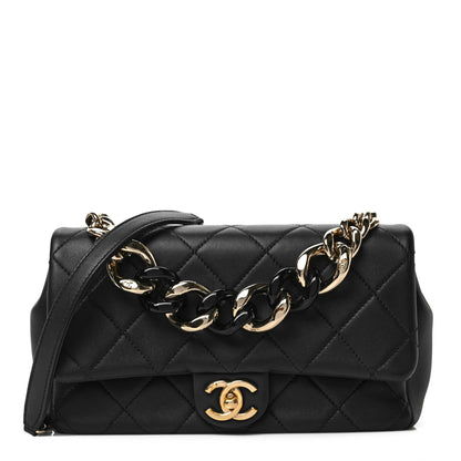 Chanel Lambskin Quilted Resin Bi-Color Chain Flap Bag Black 1 of 7