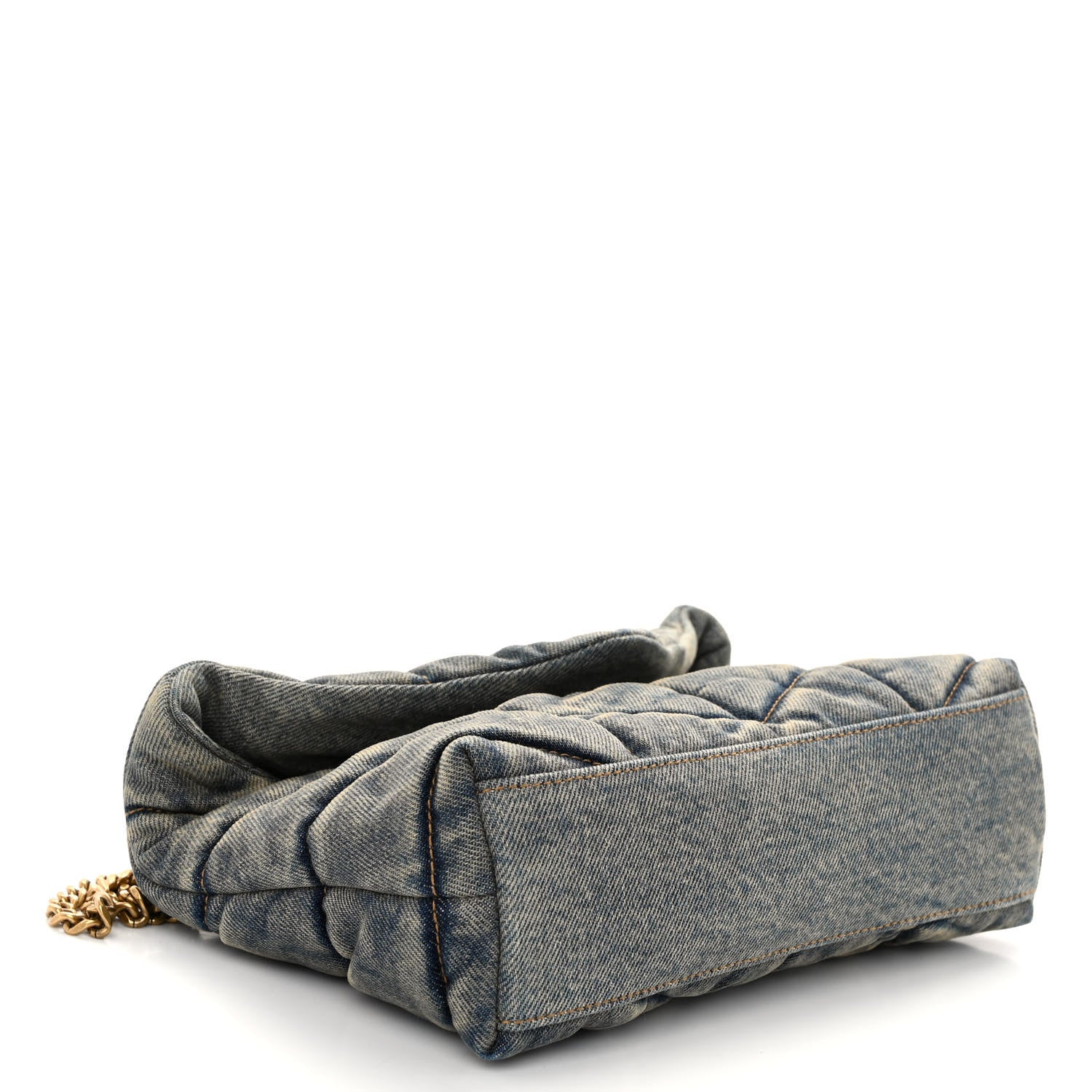 Saint Laurent Denim Quilted Toy Loulou Puffer Monogram Chain Satchel Blue Cinnamon 4 of 10