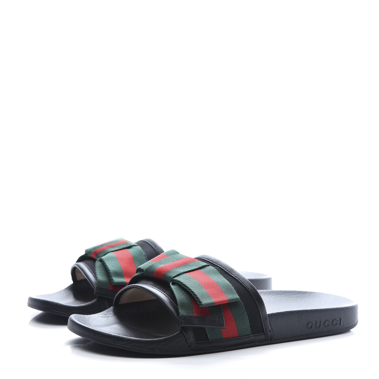 Gucci Satin Web Bow Slide Sandals 40 Black 3 of 9