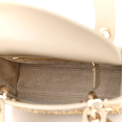 Christian Dior Metallic Lambskin Crystal Cannage Mini Lady Dior Platinum 5 of 11