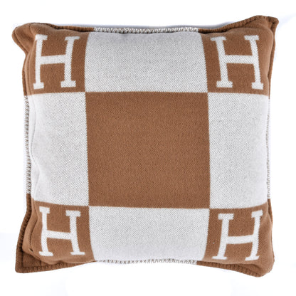 Hermes Wool Cashmere Avalon Pillow PM Ecru Camel 2 of 3