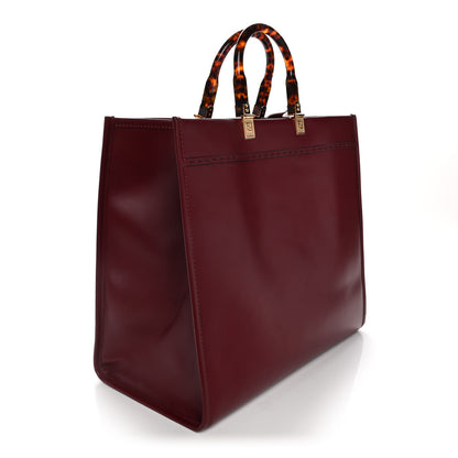 Fendi Vitello King Plexiglass Logo Embossed Large Fendi Sunshine Shopper Tote Barolo 3 of 13