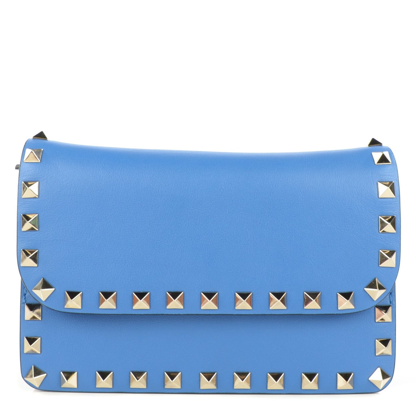 Vitello Rockstud Chain Flap Crossbody Bag Light Sapphire